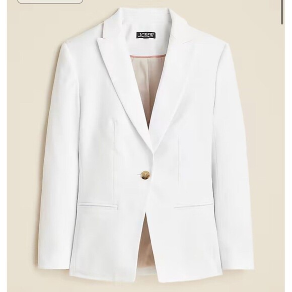 J.CREW Alexandra Blazer in Stretch Linen Blend Size 6 White NEW Preppy CI487 - Picture 1 of 12